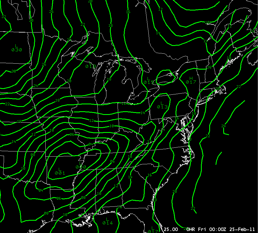 7 pm February 24 2011 Surface Map