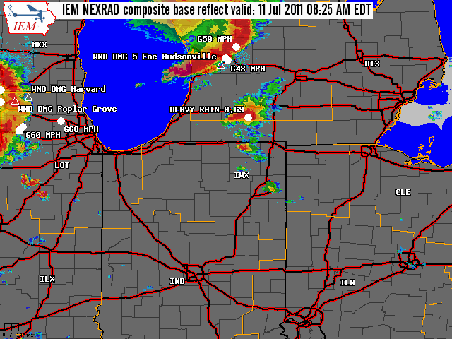 Loop of radar with storm reports from July 11.
