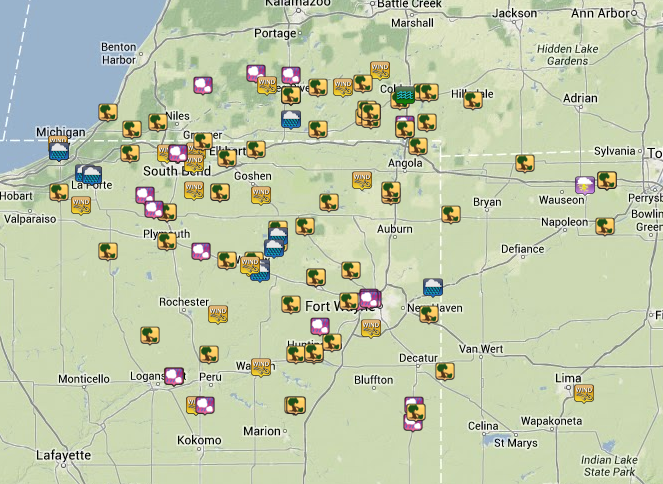 Map of Storm Reports Received - Click for an interactive version