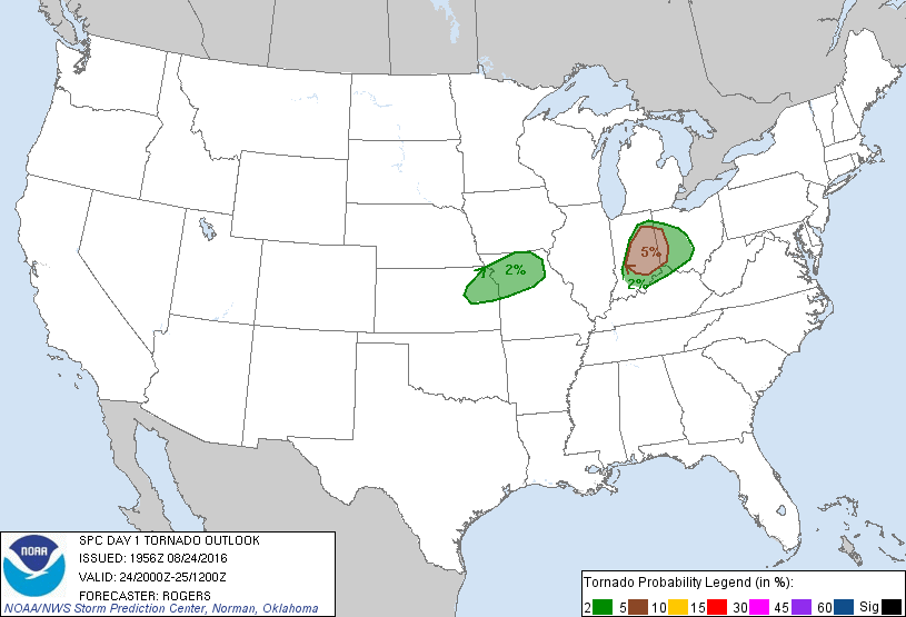 SPC Day 1 Tornado Outlook Update