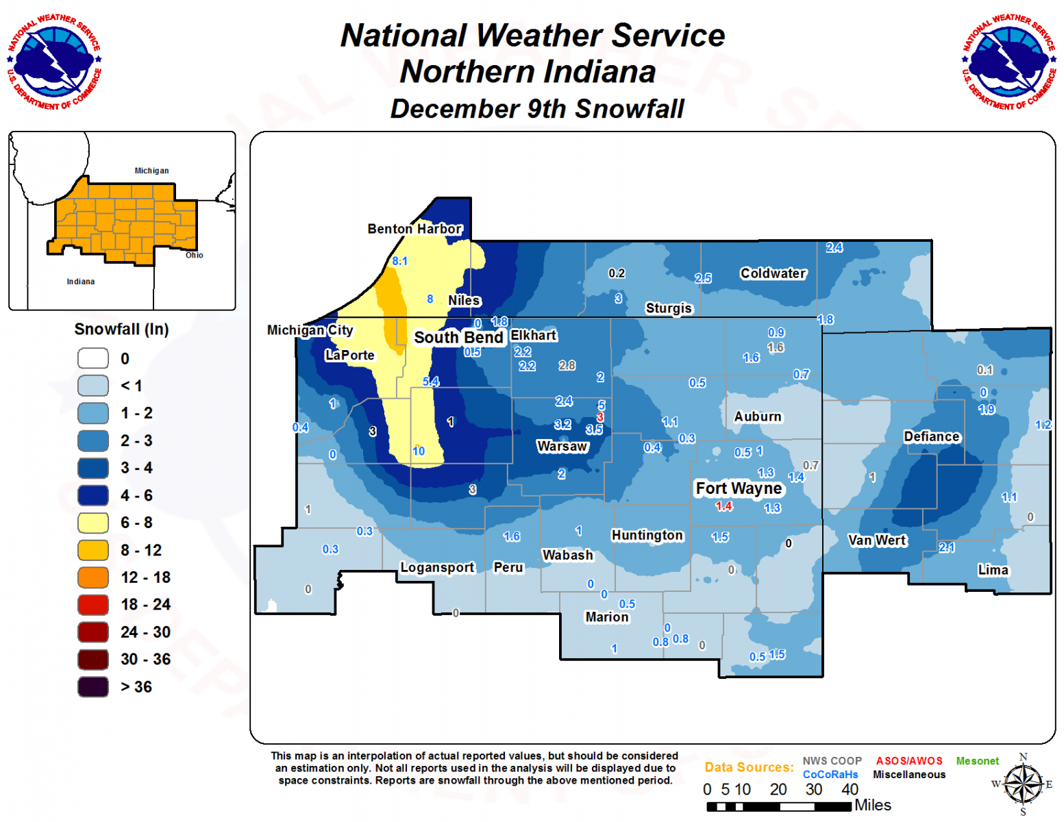 Snowfall map