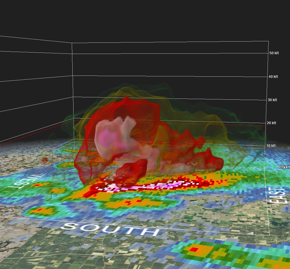 242 pm EDT 3-D Volumetric Radar Reflectivity Image - near Hicksville Ohio