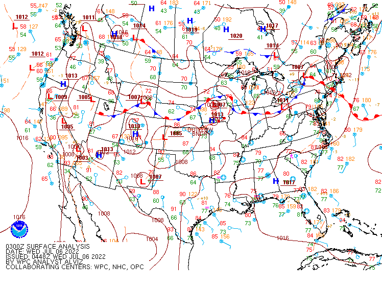 WPC Surface Map July 5th at 11 pm EDT