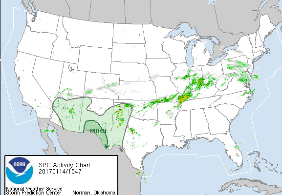 Real time weather information including forecasts, hazardous weather outlook, and Storm Prediction Center outlooks. Links to NWS social media are also provided.