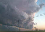 A supercell thunderstorm just south of Brookston, Indiana, in White County. You are looking south and this is the rear of the thunderstorm and a cumulonimbus cloud. Picture taken by meteorologist Sam Lashley.