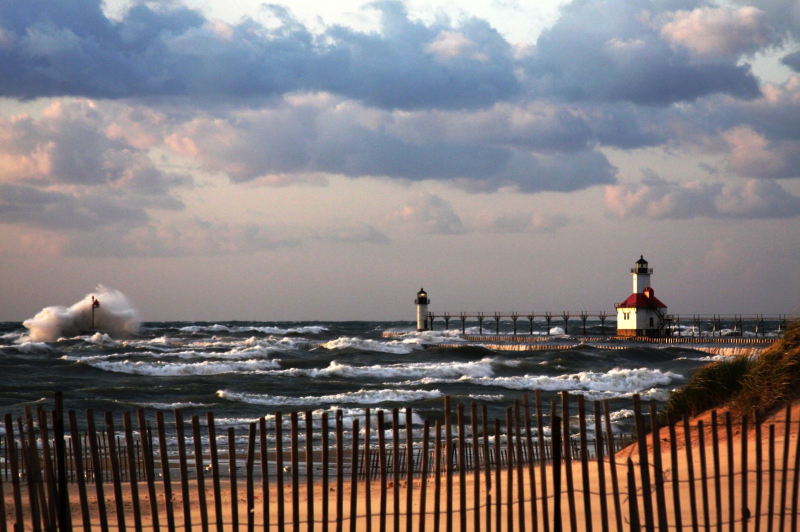 large waves batter Silver Beach