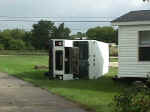 Truck pushed over by a tornado between Greentown and Marion, Indiana, June 11, 1998.