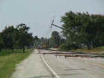 Telephone poles blown down near Marion, Indiana, June 11, 1998.