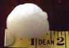 One of many large hailstones that fell on 
      Fremont, Indiana, on March 20, 2003, at 4:15pm.