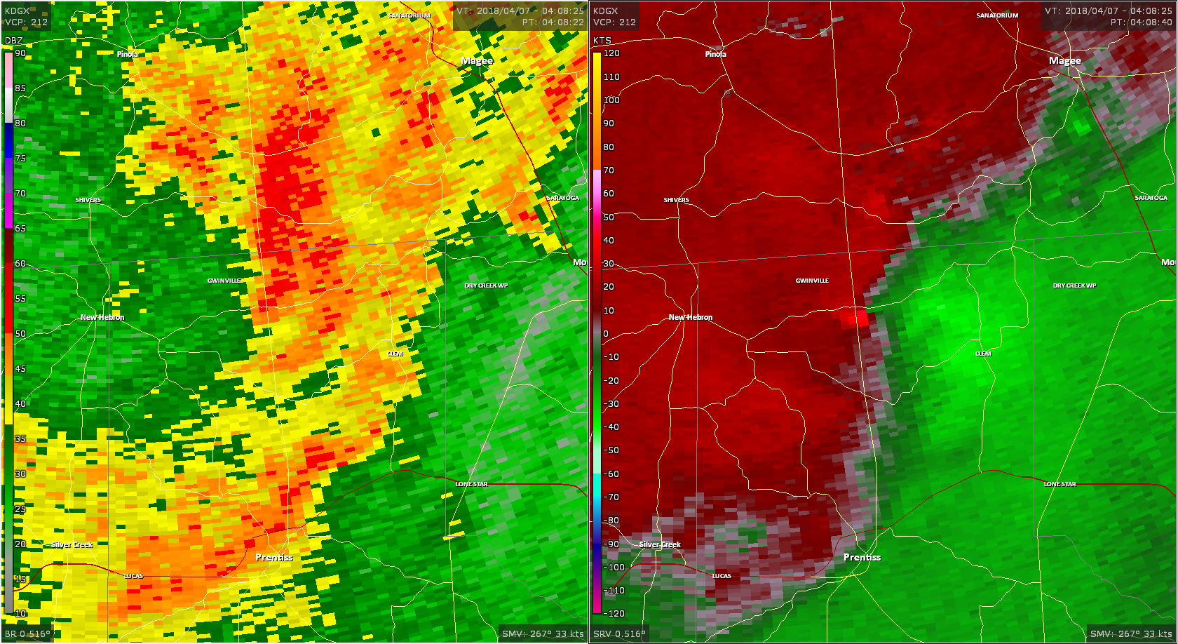 Radar - Jefferson Davis County Tornado
