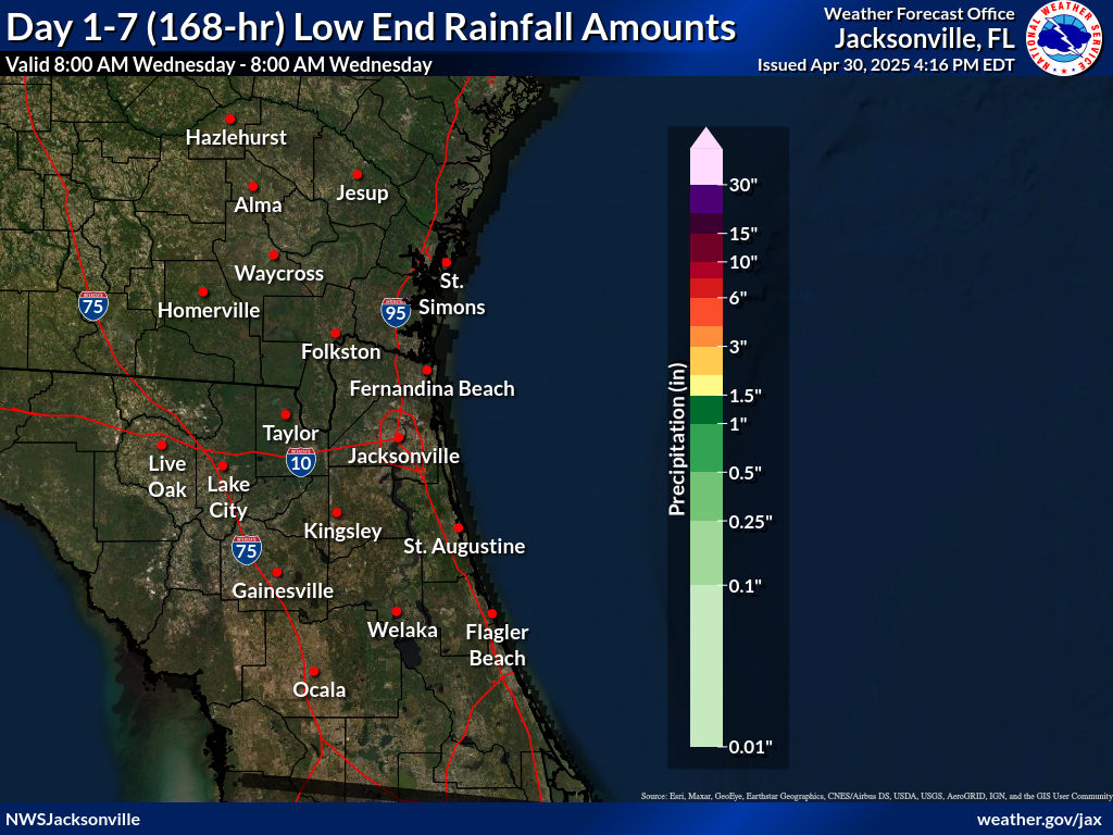Least Possible Rainfall for Days 1-7