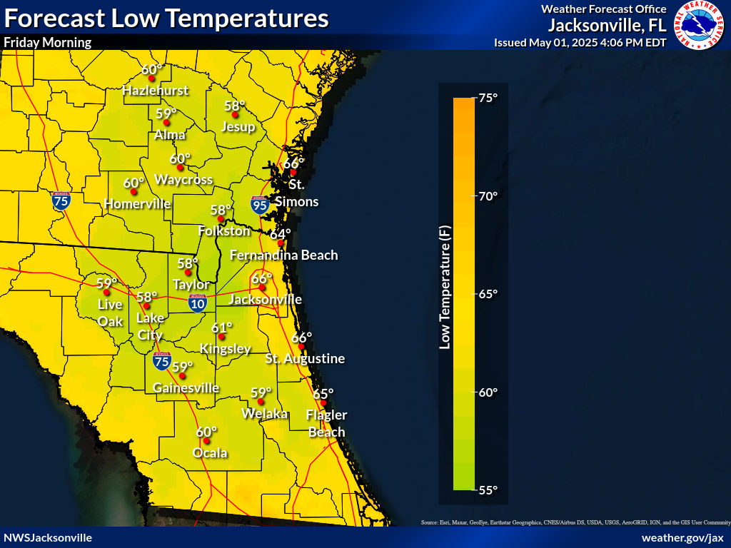 Expected Low Temperature for Night 1