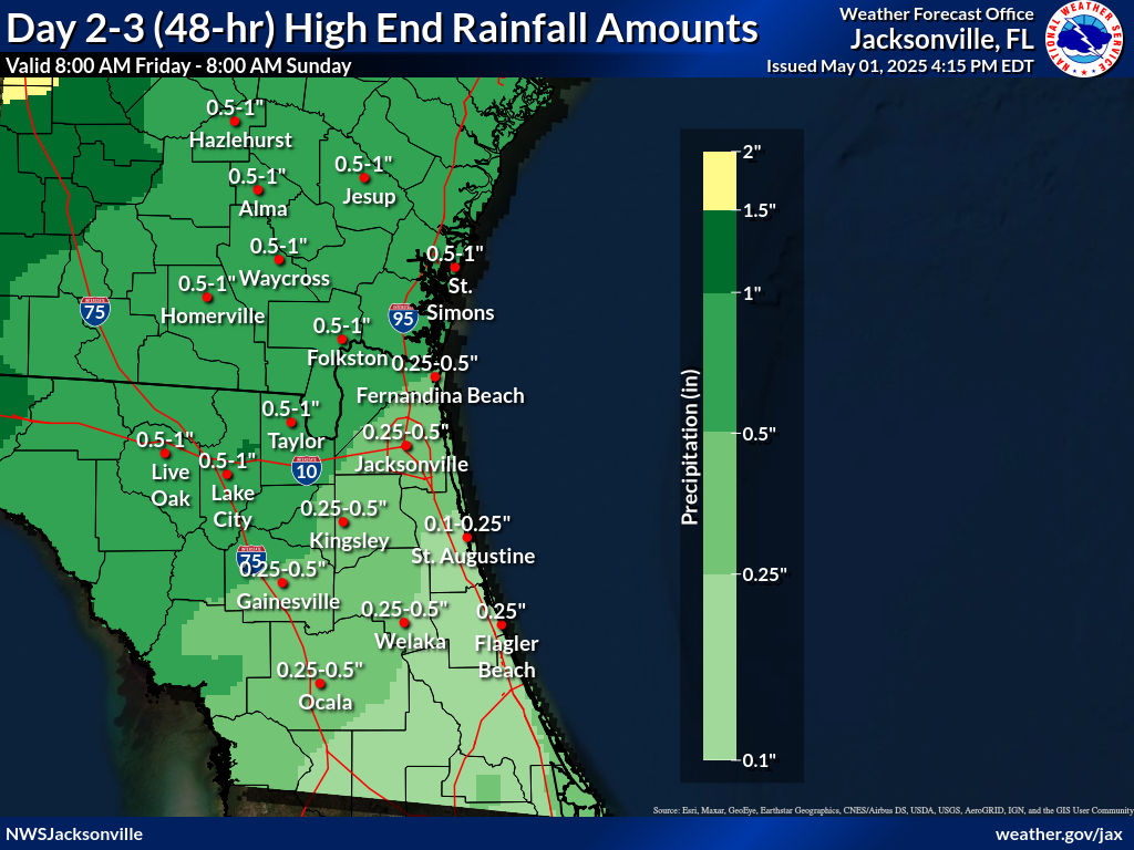 Greatest Possible Rainfall for Days 2-3