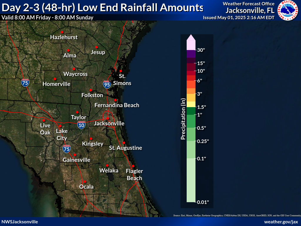 Least Possible Rainfall for Days 2-3