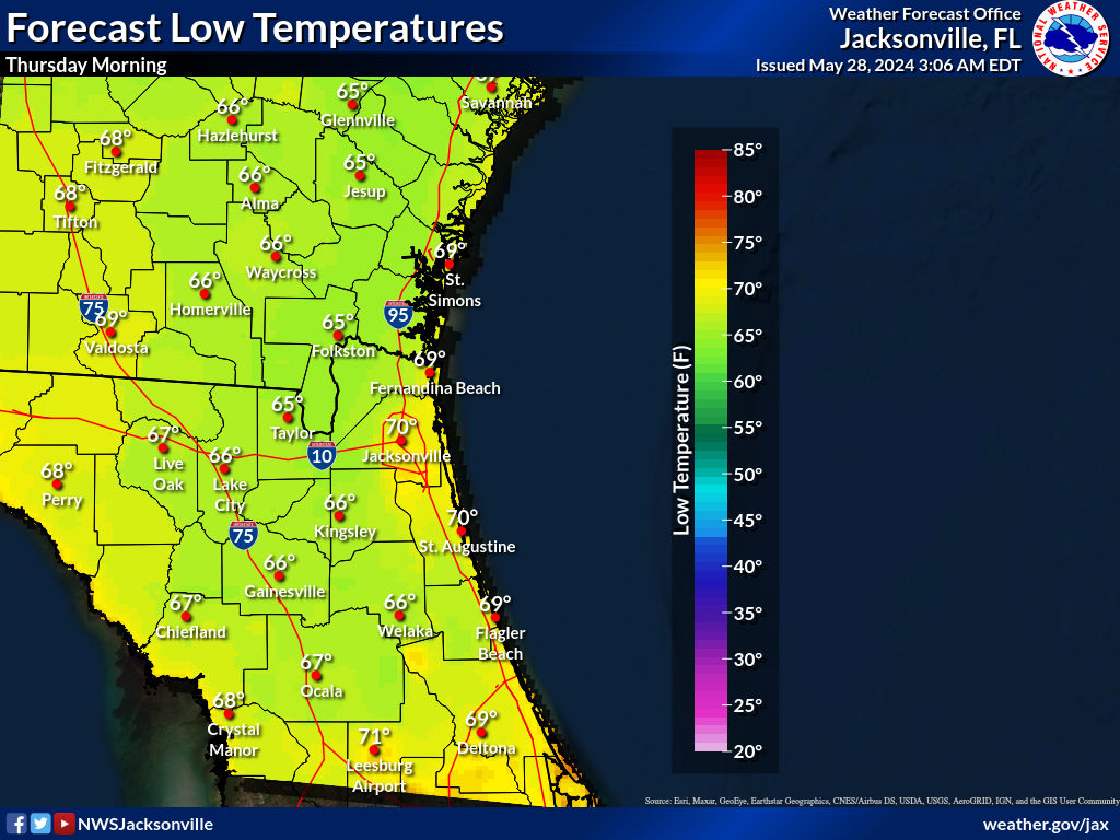 Expected Low Temperature for Night 2