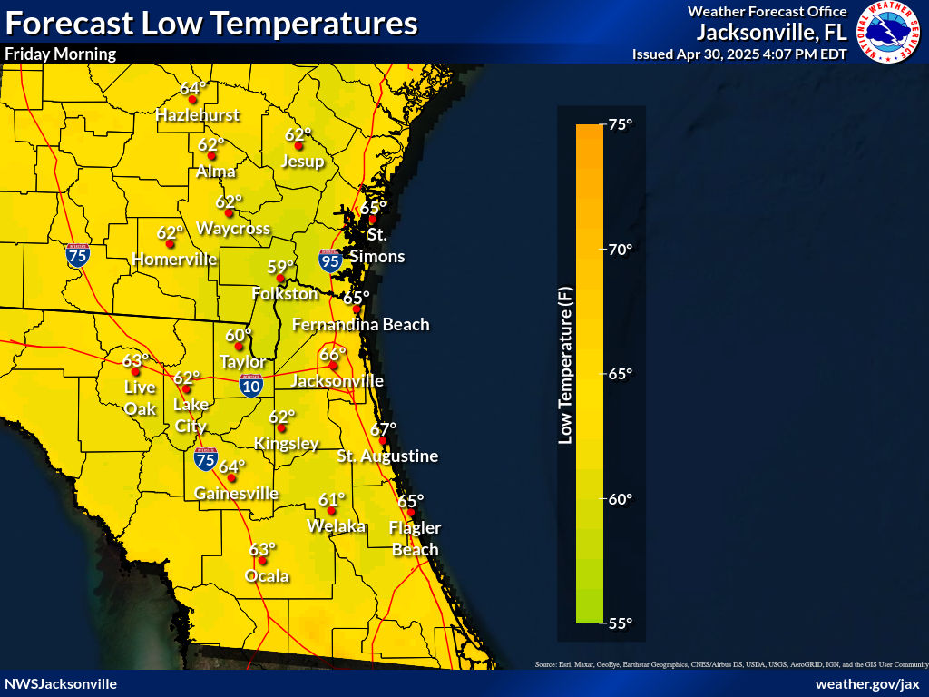 Expected Low Temperature for Night 2