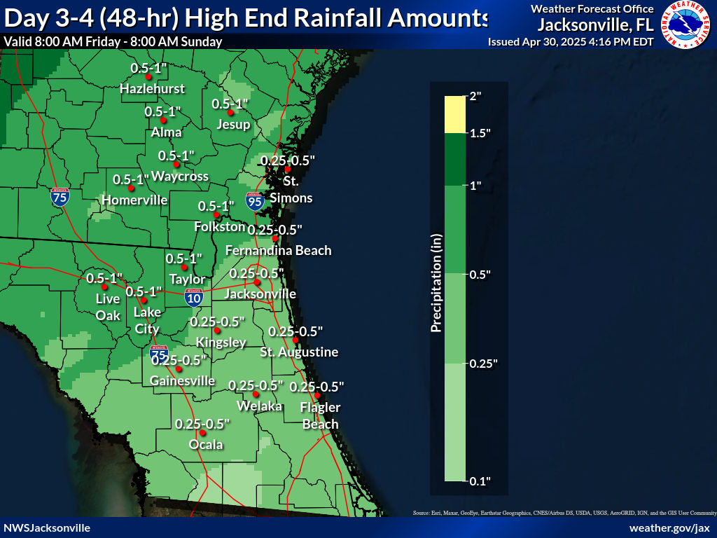 Greatest Possible Rainfall for Days 3-4