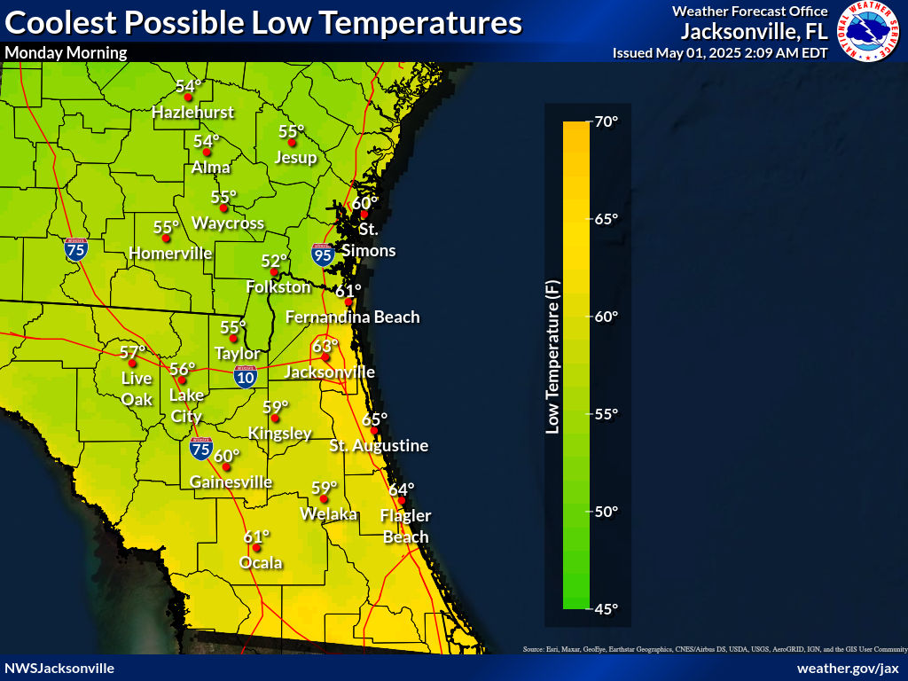 Coolest Possible Low Temperature for Night 4