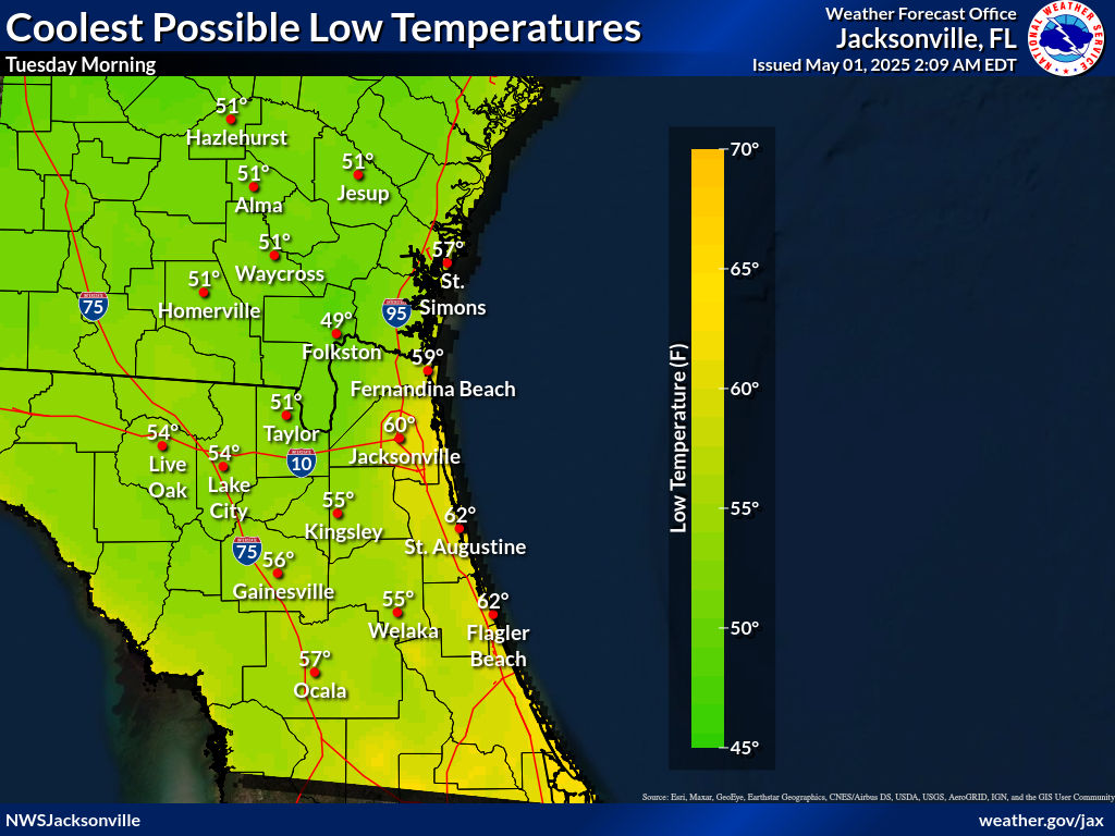 Coolest Possible Low Temperature for Night 5