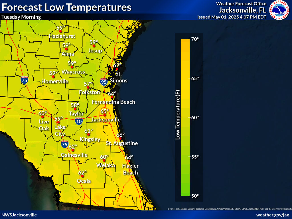 Expected Low Temperature for Night 5