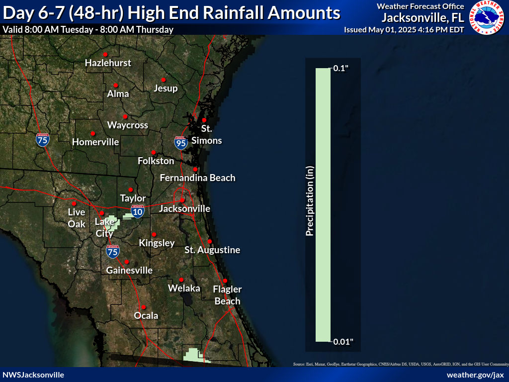 Greatest Possible Rainfall for Days 6-7