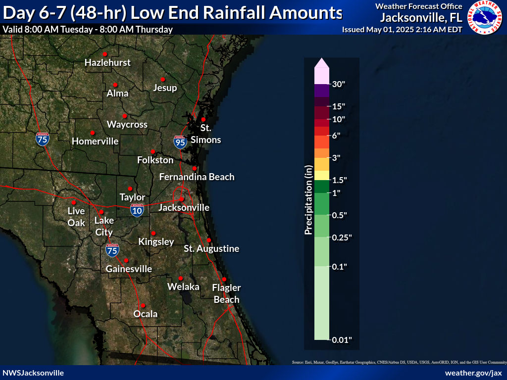 Least Possible Rainfall for Days 6-7
