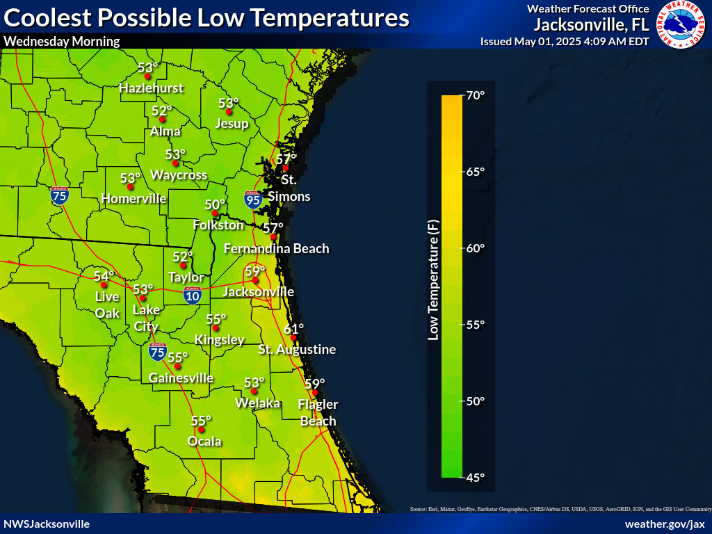 Coolest Possible Low Temperature for Night 6