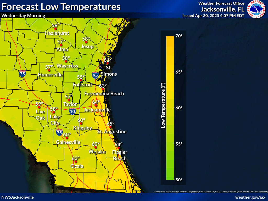 Expected Low Temperature for Night 7