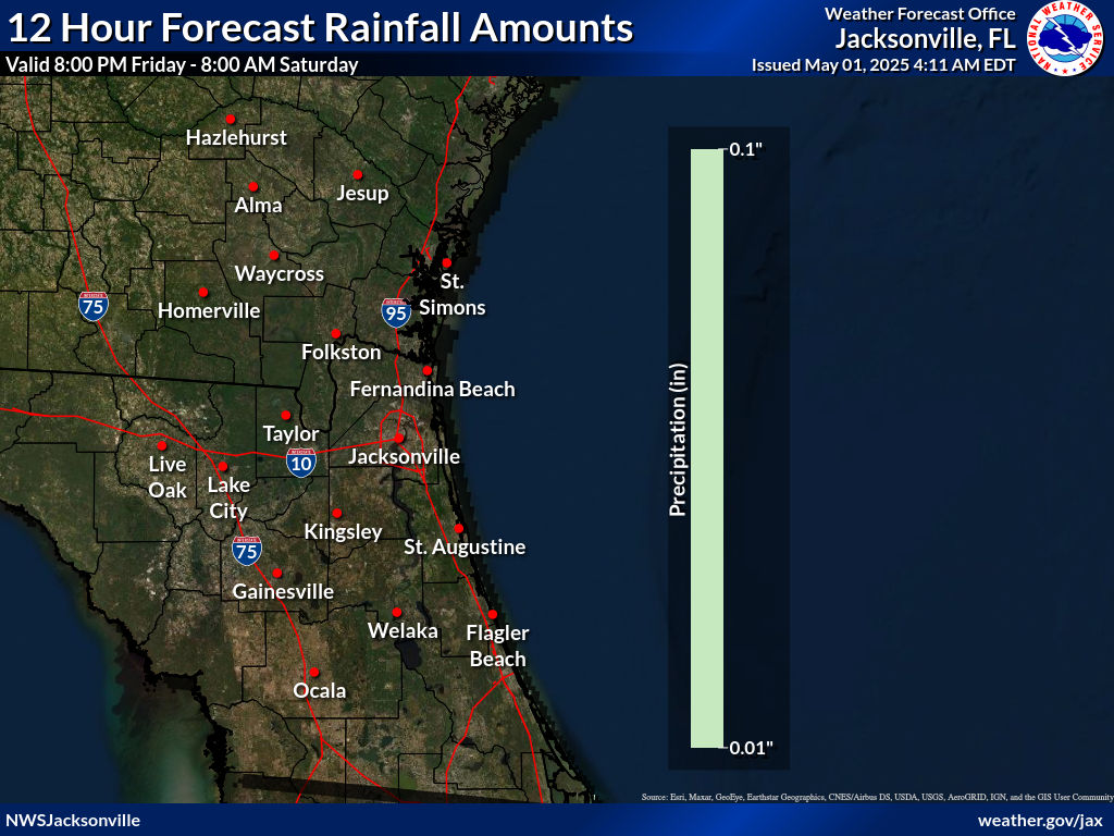 Expected Rainfall for Night 2