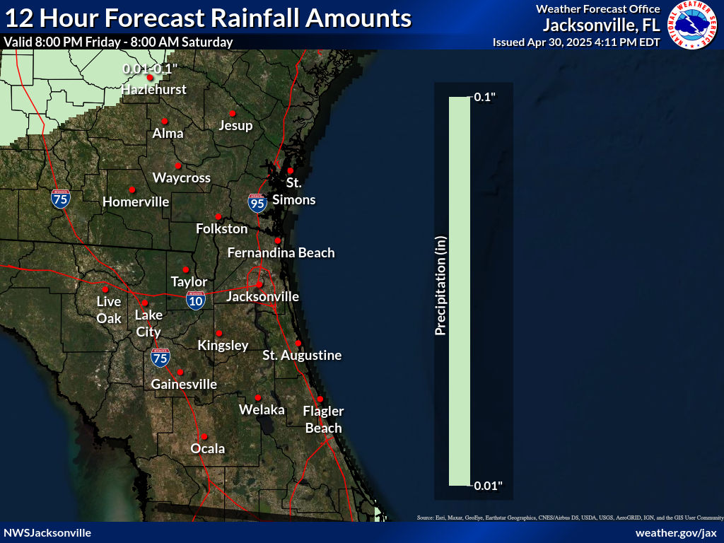 Expected Rainfall for Night 3