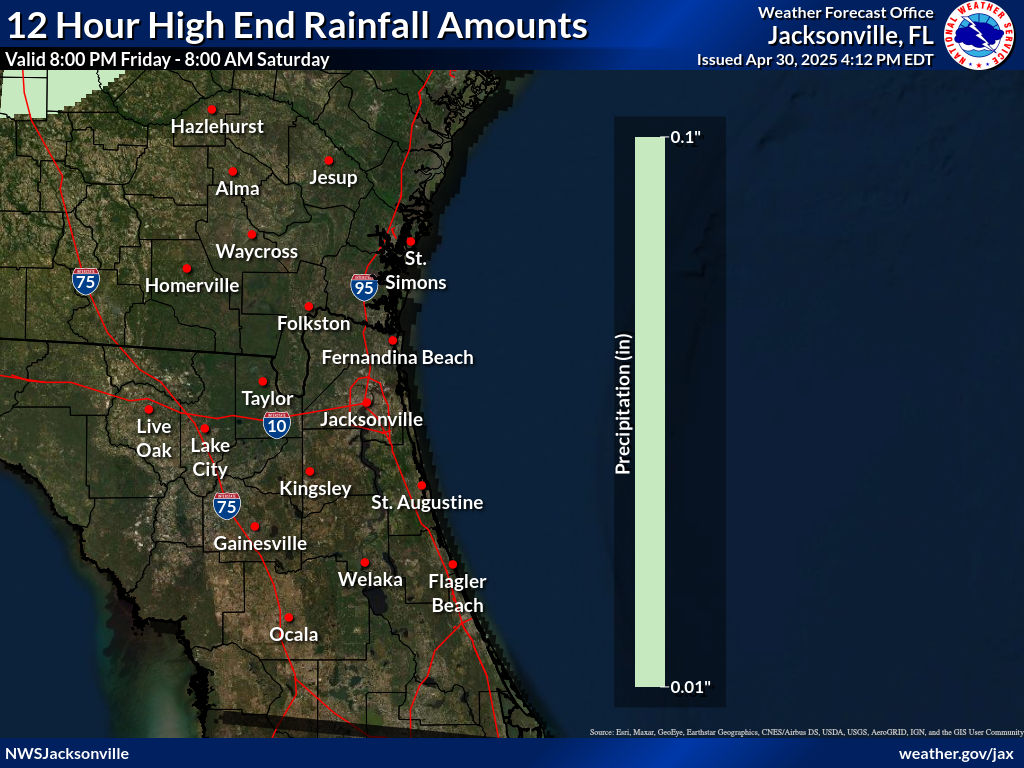 Greatest Possible Rainfall for Night 3