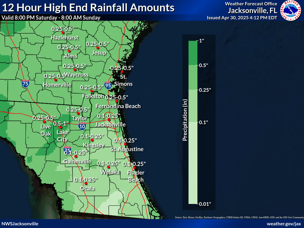 Greatest Possible Rainfall for Night 4