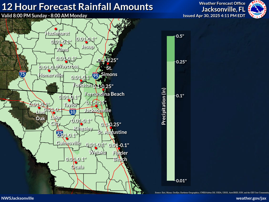 Expected Rainfall for Night 5