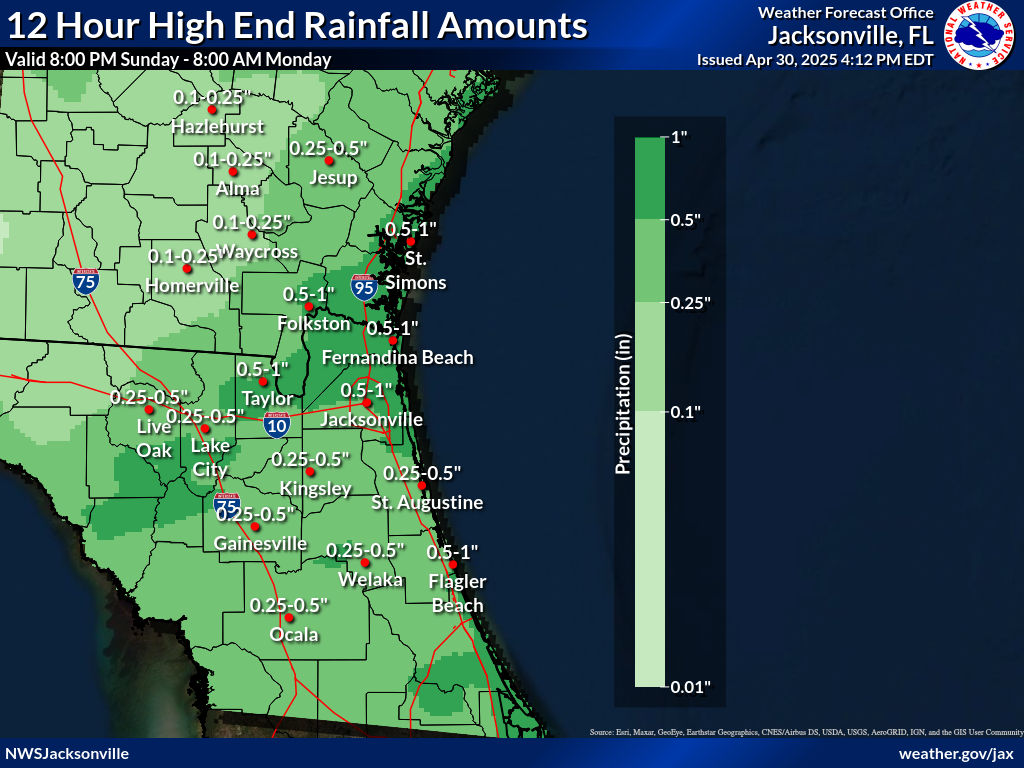 Greatest Possible Rainfall for Night 5