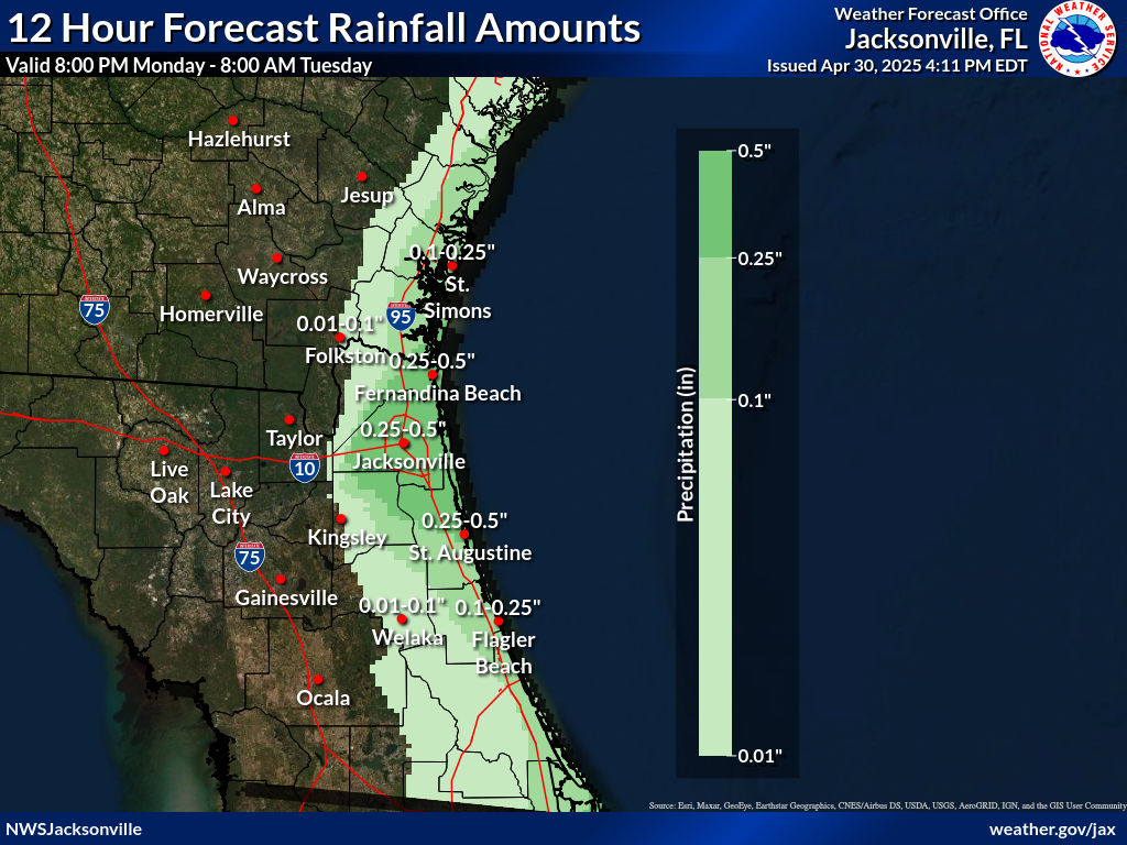Expected Rainfall for Night 6