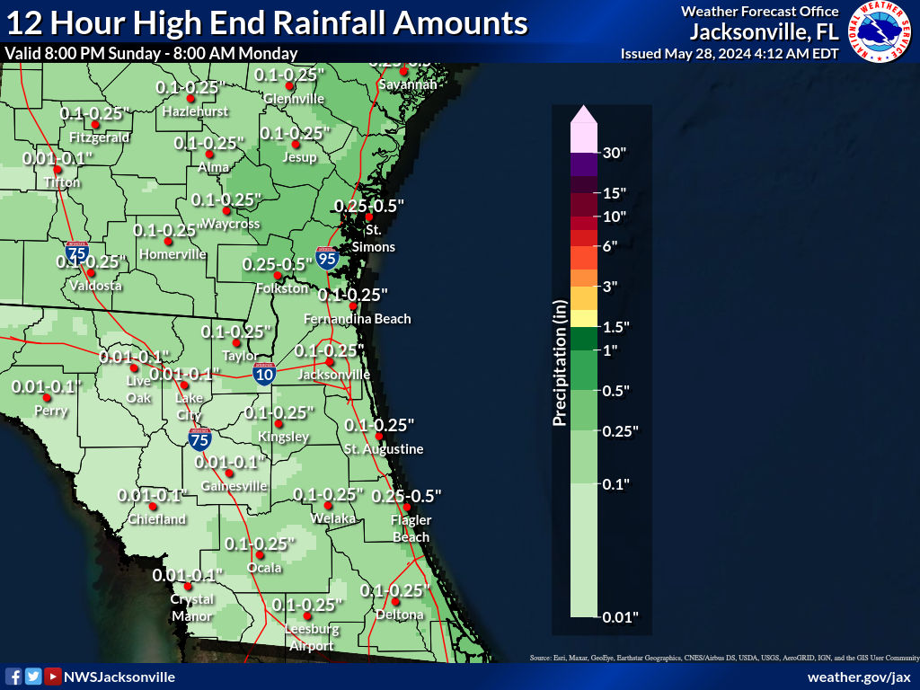 Greatest Possible Rainfall for Night 6