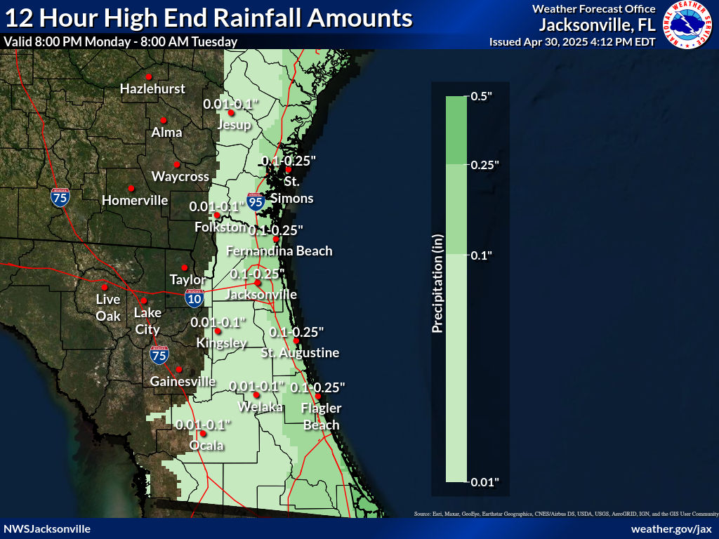 Greatest Possible Rainfall for Night 6