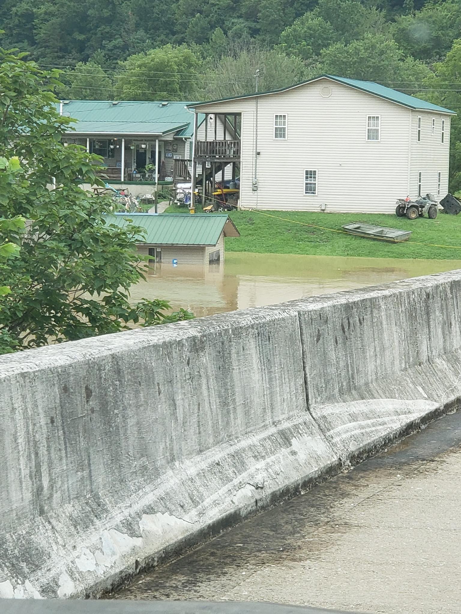 Wolverine community flooded by rising river waters in Breathitt County, KY