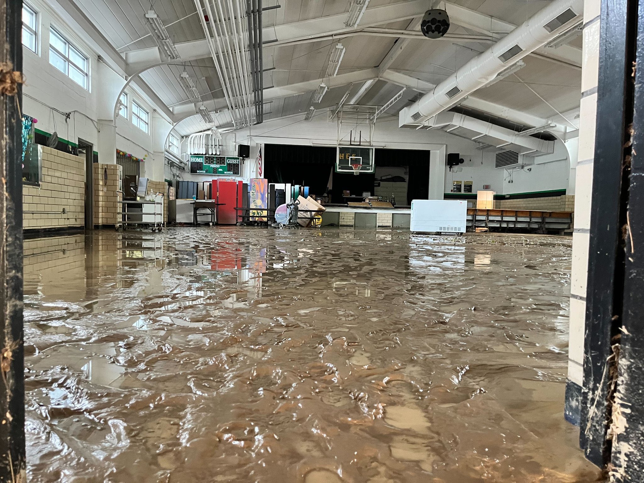 Hindman Elementary School in Hindman KY damaged by flash flooding