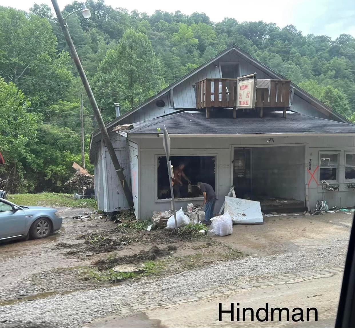 Hidden Treasure Shop along E Main Street (KY-550) in Hindman severely damaged by flash flood waters from Troublesome Creekon Manchester Rd. Between S. Brentwood and McKnight in St. Louis