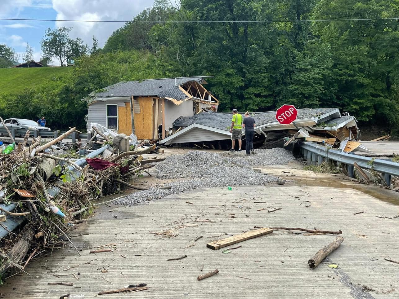 A house was destroyed by flash flooding on Steer Fork Rd in Pinetop, KY