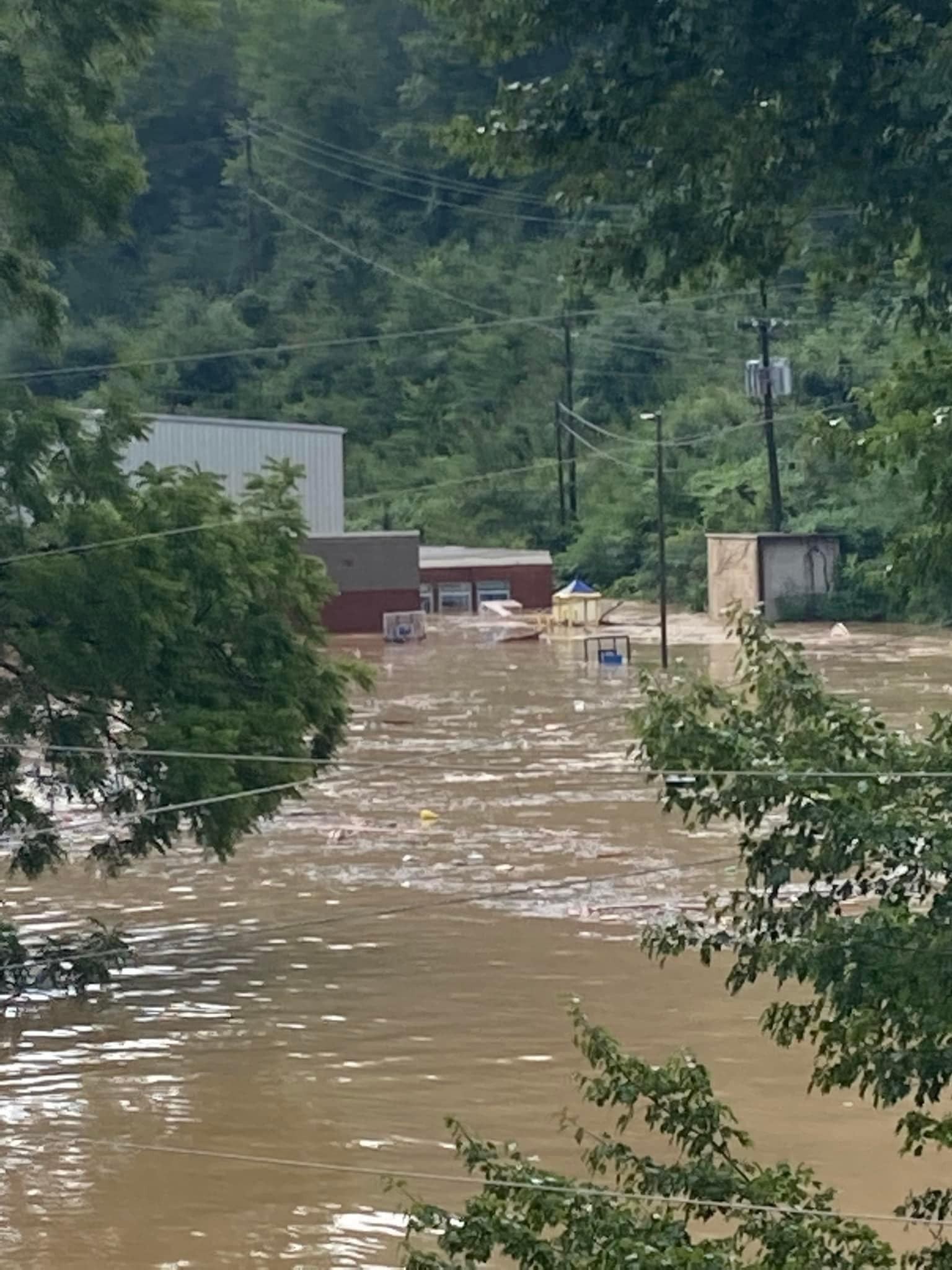 Robinson Elementary School in Ary, KY underwater due to flash flooding