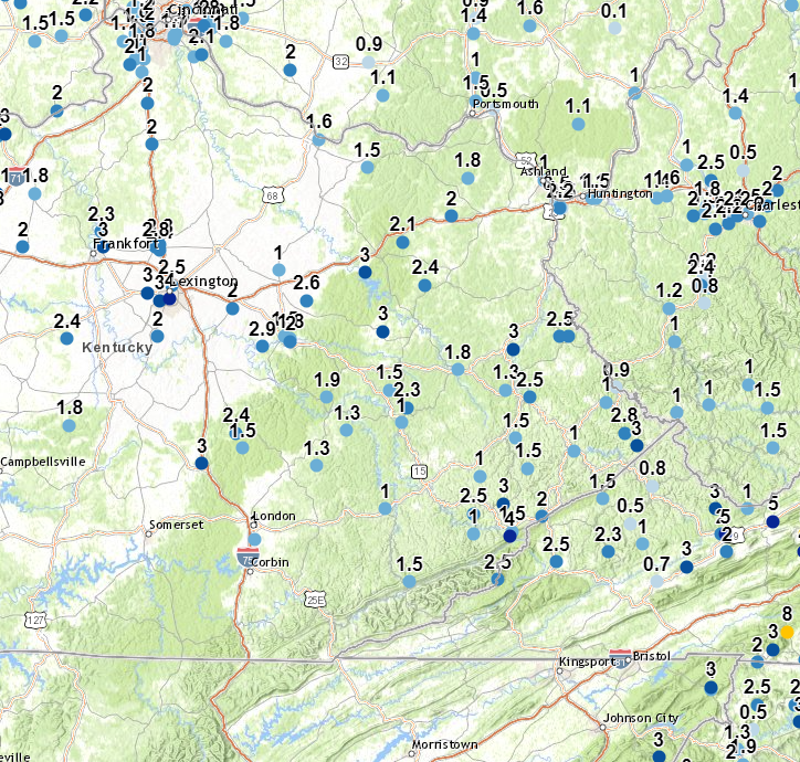 Light to Moderate Snowfall Across East KY 1/27/2021 to 1/28/2021