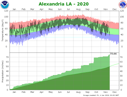 Temperature and Precipitation Plot for 2020