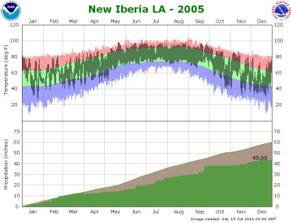 Temperature and precipitation plot for 2005