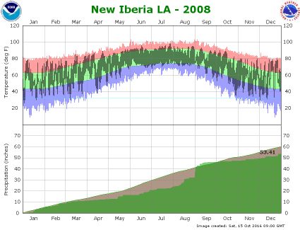 Temperature and precipitation plot for 2008