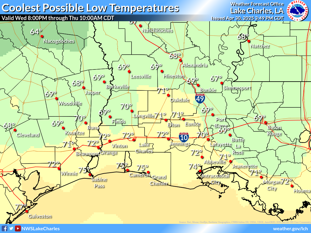 Coolest Possible Low Temperature for Night 1