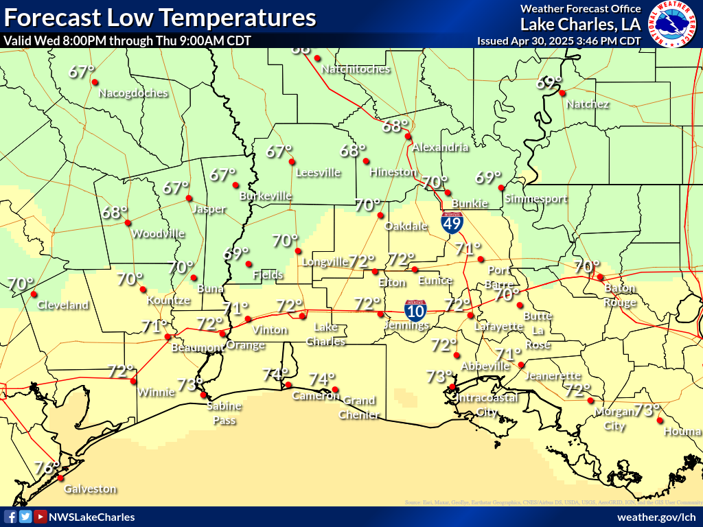 Expected Low Temperature for Night 1