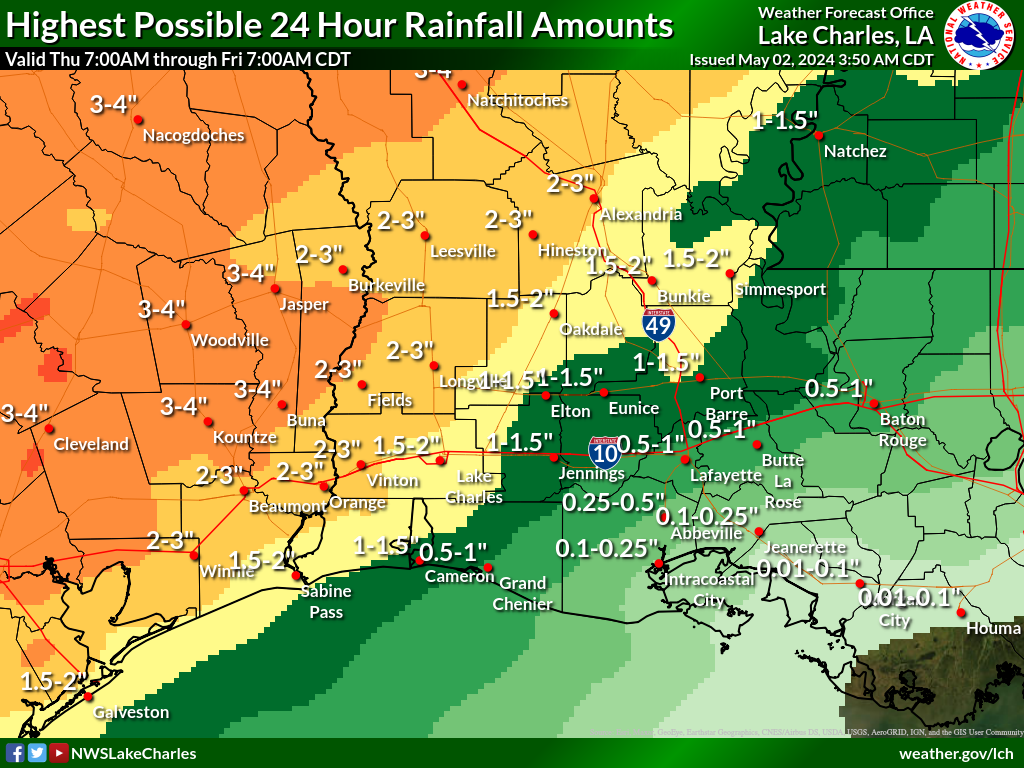 Greatest Possible Rainfall for Day 1