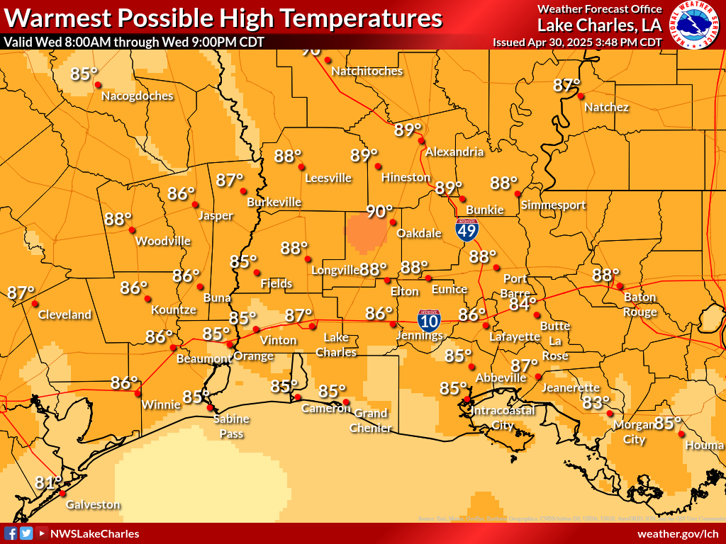 Warmest Possible High Temperature for Day 1